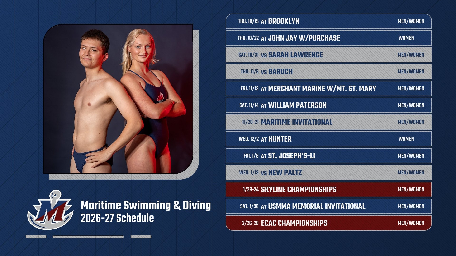 2026-27 Swimming & Diving Schedule