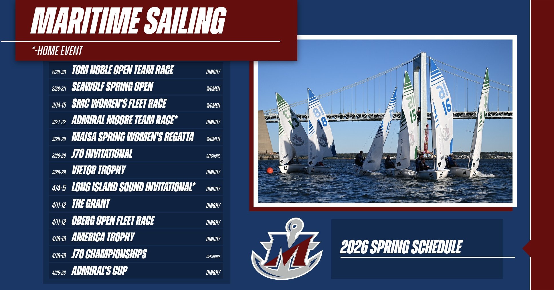 2026 Spring Sailing Schedule