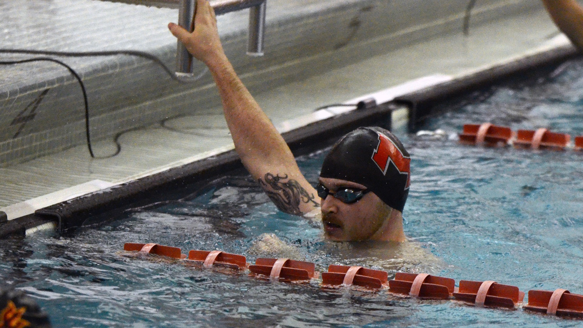 Colin Fitzgerald in the pool
