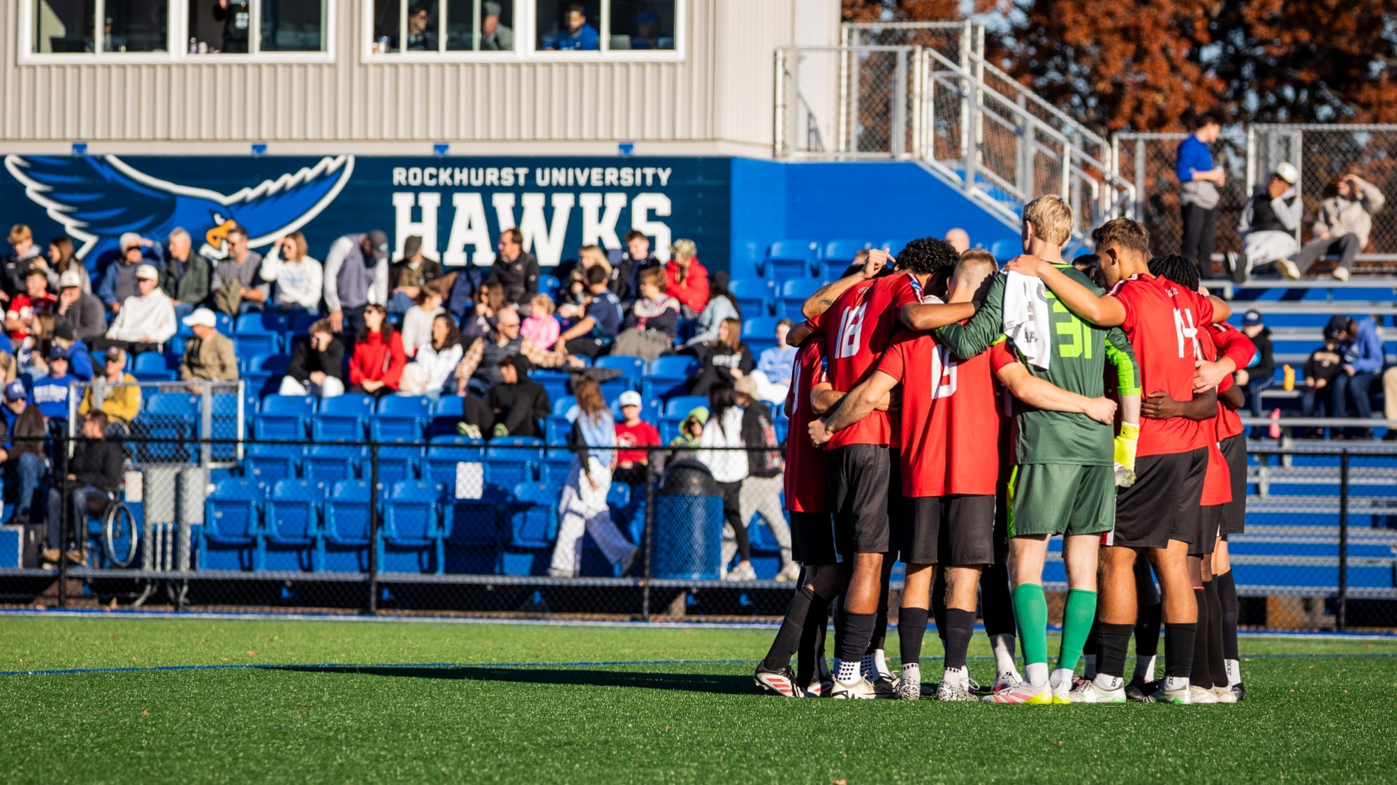 Group Shot of Maryville men's soccer at the NCAA tournament at rockhurst