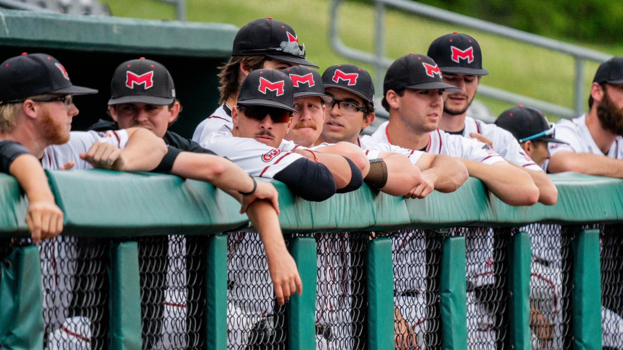 Group Huddle of Maryville Baseball Players at the GLVC Tournament