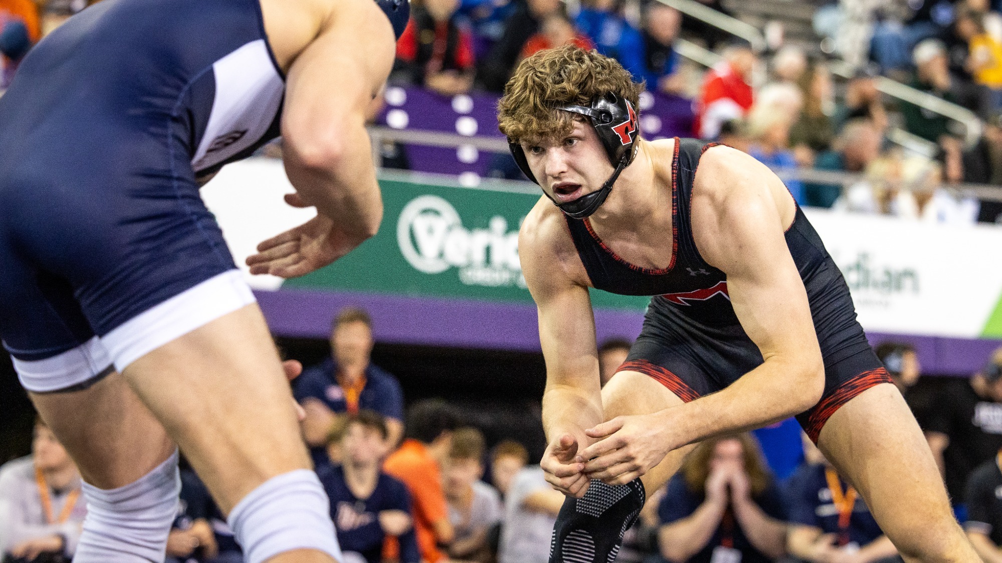 Evan Morris wrestles