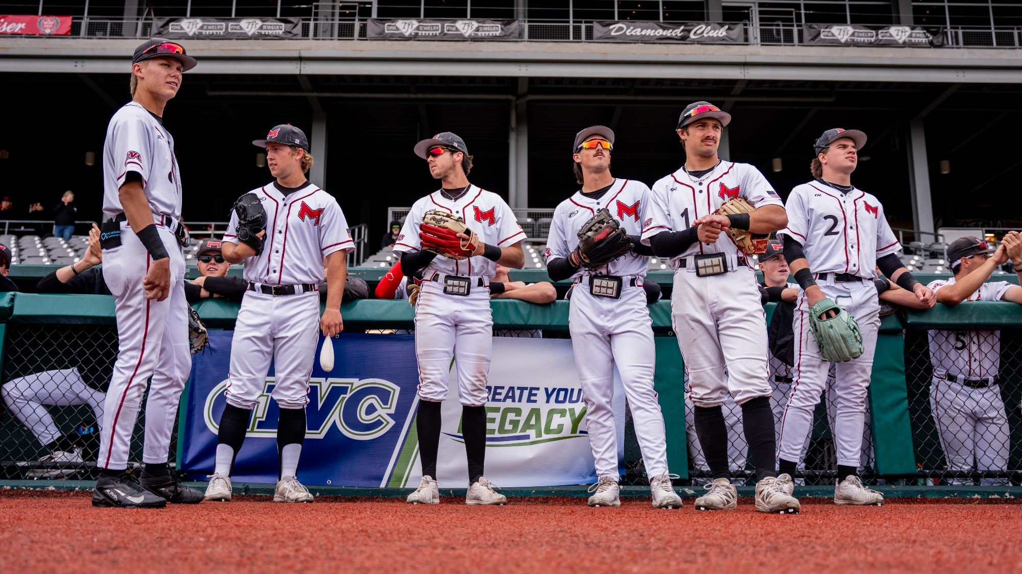 Maryville Baseball Group of Players standing in front of the dugout