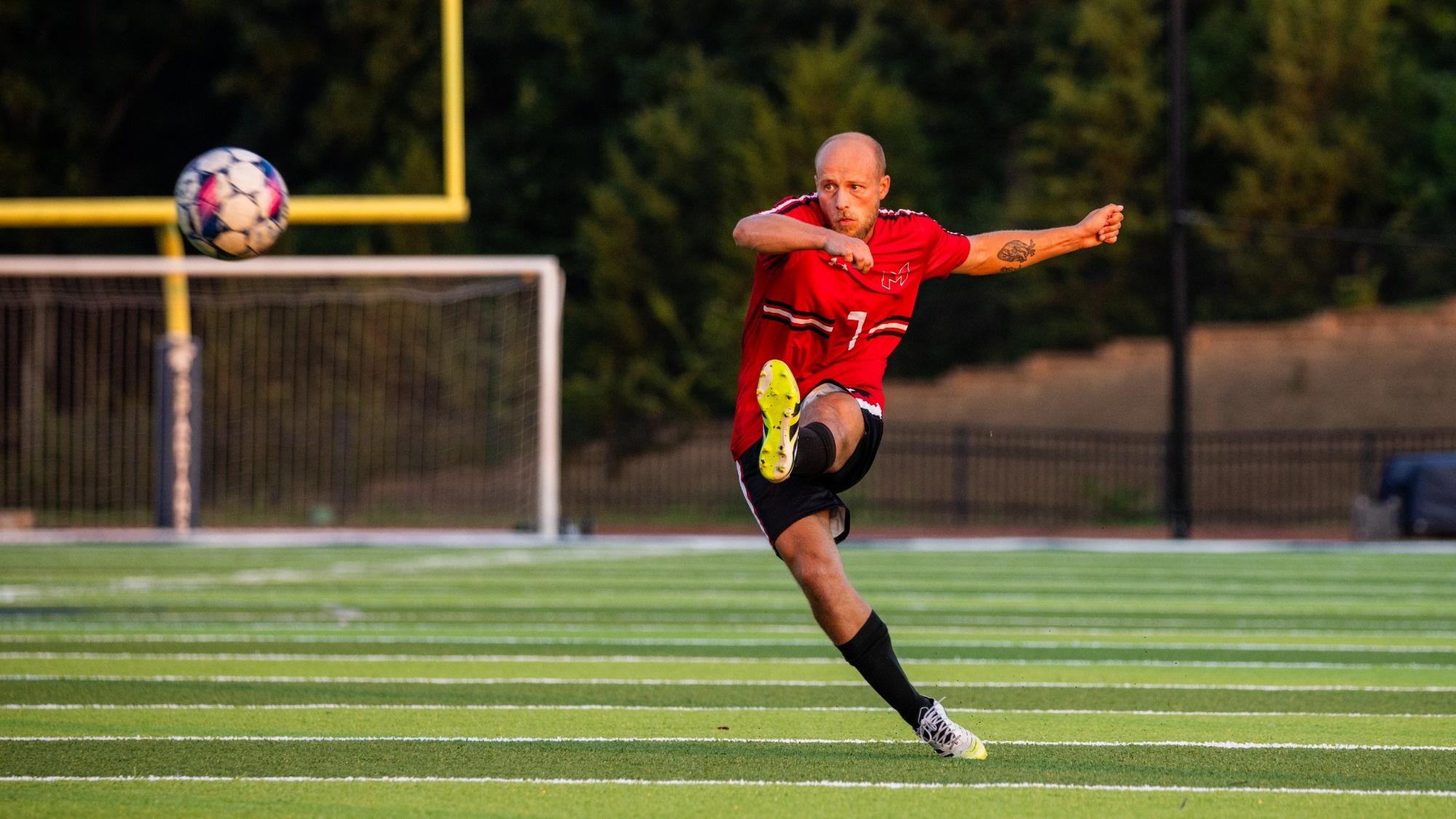Jan Fulnek serves the ball upfield