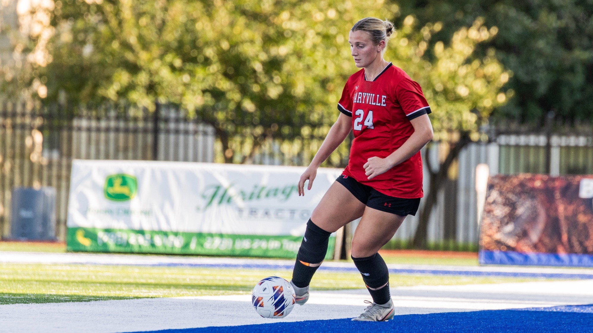 Carissa Speight moves the ball on defense