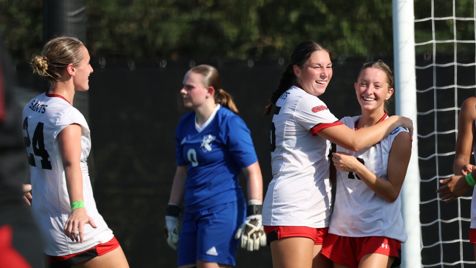Group Hug of women's soccer player