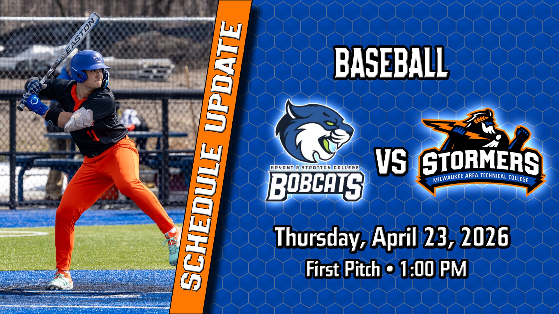 20260423 BB TV Schedule Update vs Bryant & Stratton College