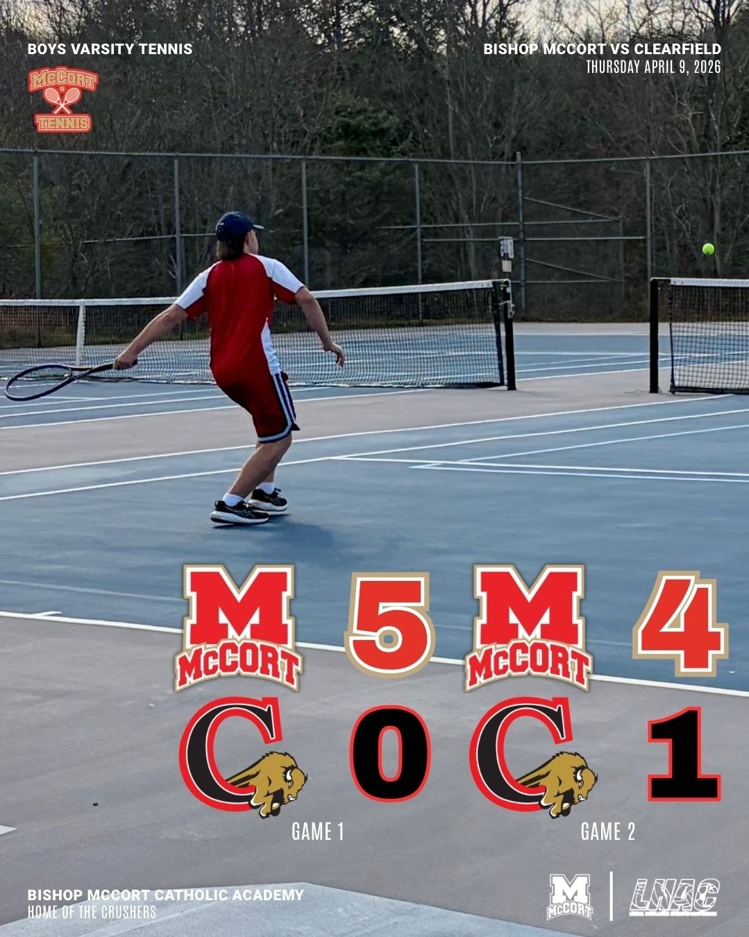 Boys Tennis 5-0, 4-1 Clearfield
