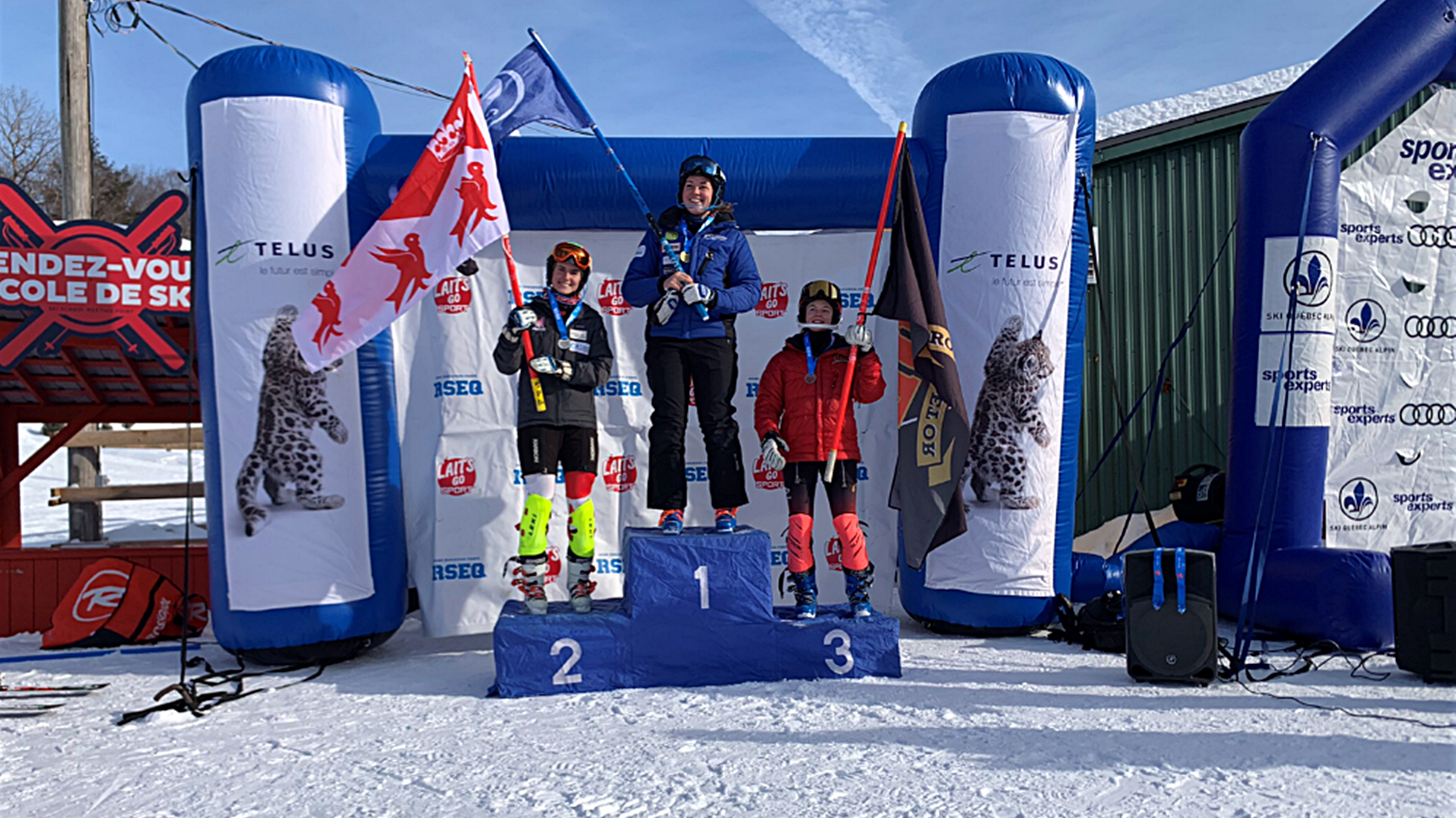 McGill alpine skiier Abby Thomas (far left)