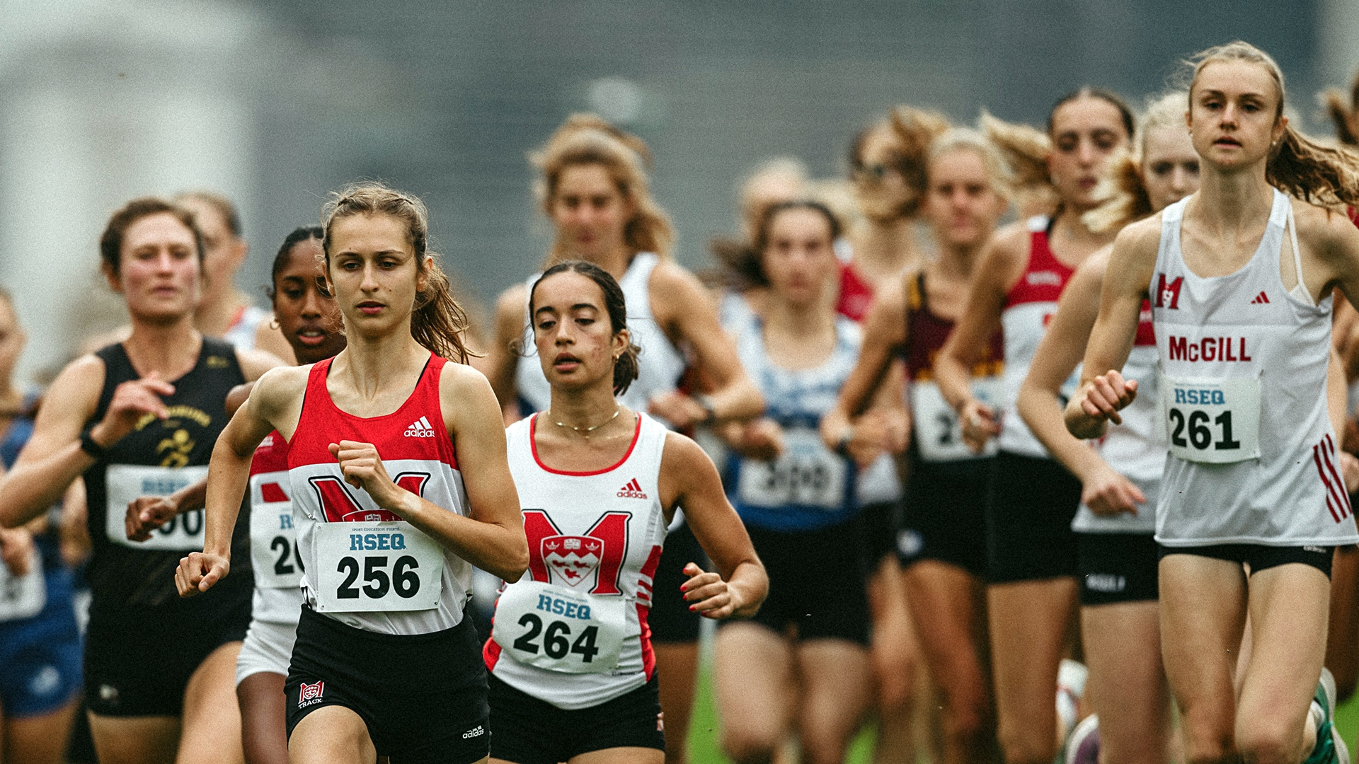 McGill distance runners Sophie Courville (256), Sophie Rashid-Cocker (264) and Sienna Matheson (261).