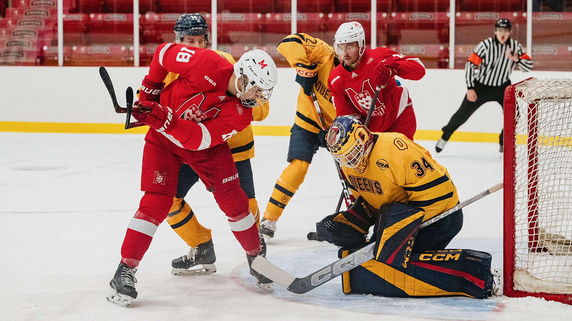 McGill forward Mikisiw Awashish crashing the crease