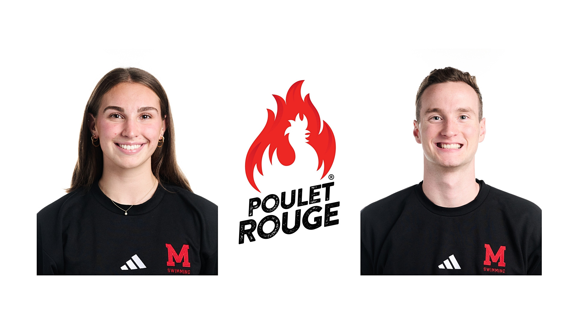 Swimmers Rebecca McGrath (L) and Loïc Courville-Fortin (R)