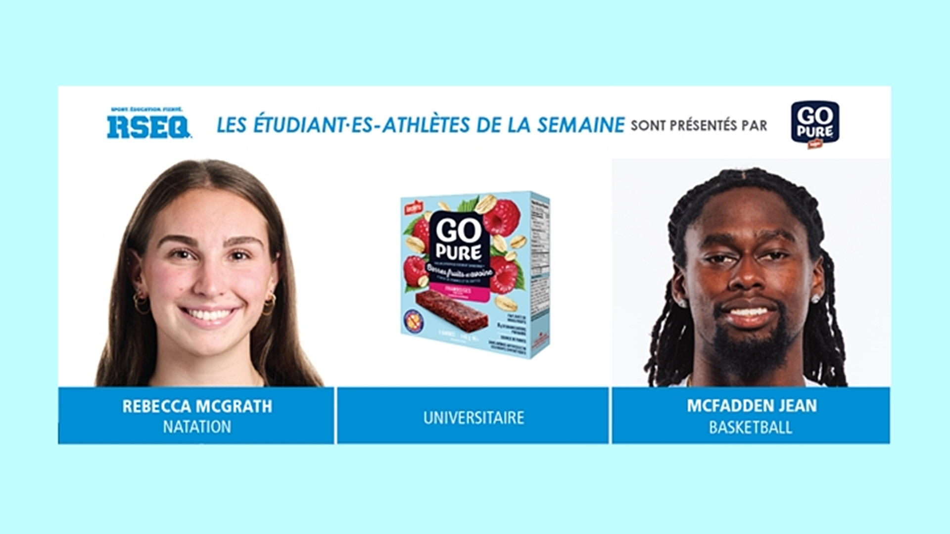 McGill swimmer Rebecca McGrath (L) and UQAM basketball player McFadden Jean (R)