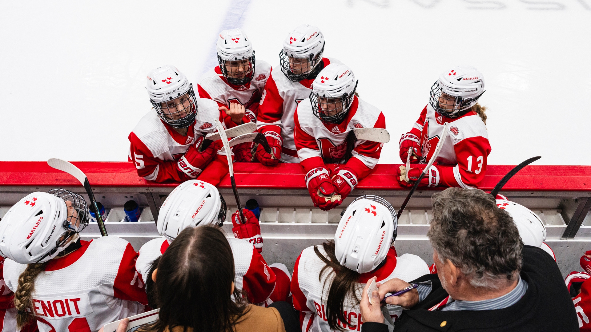 LAVAL, CANADA - NOVEMBER 23: McGill Martlets Hockey vs Montreal at Place Bell on November 23, 2025 for the 1st Annual RSEQ Women’s University Hockey Classic in Laval, QC, Canada. (Photo by Matt Garies / McGill Athletics)