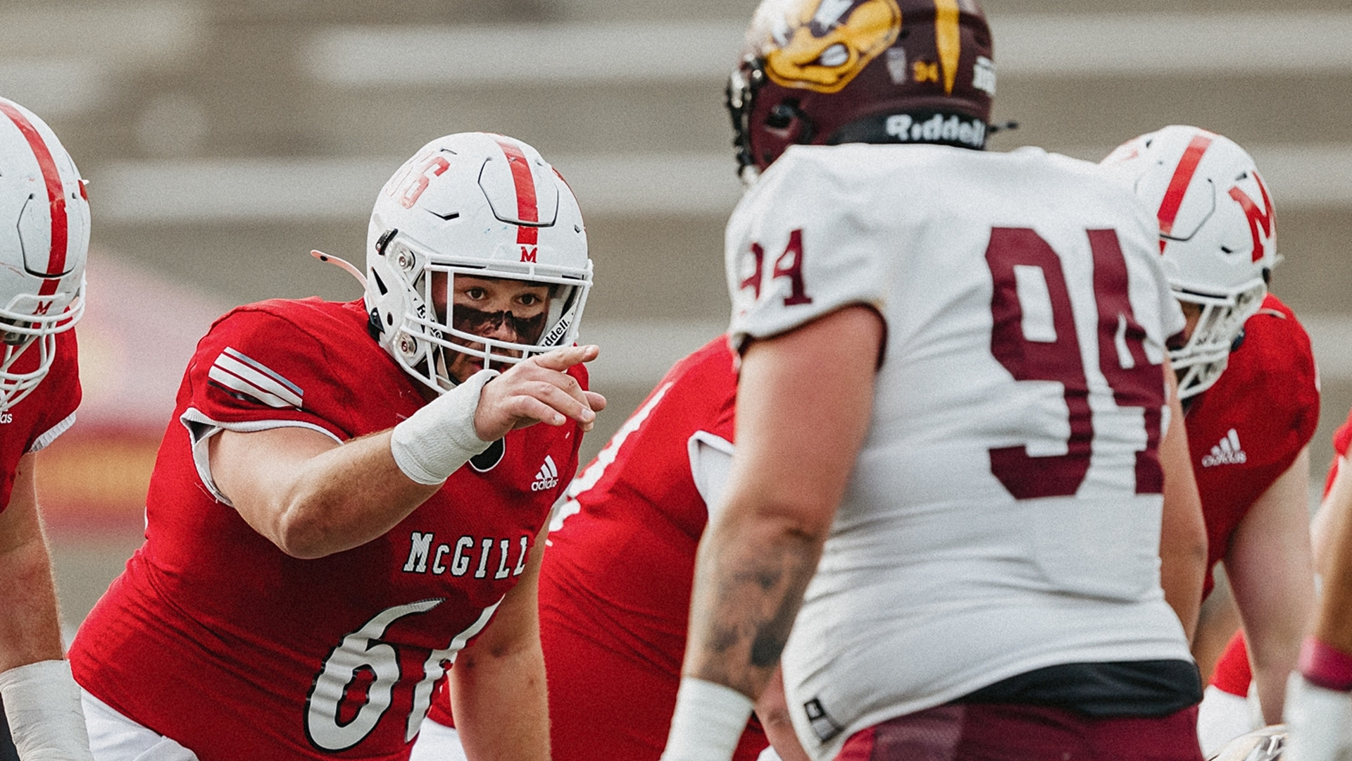 Domenico Piazza (66) - OCTOBER 25: McGill Redbirds Football vs Concordia on October 25, 2025 in Montreal, QC, Canada. (Photo by Matt Garies / McGill Athletics)