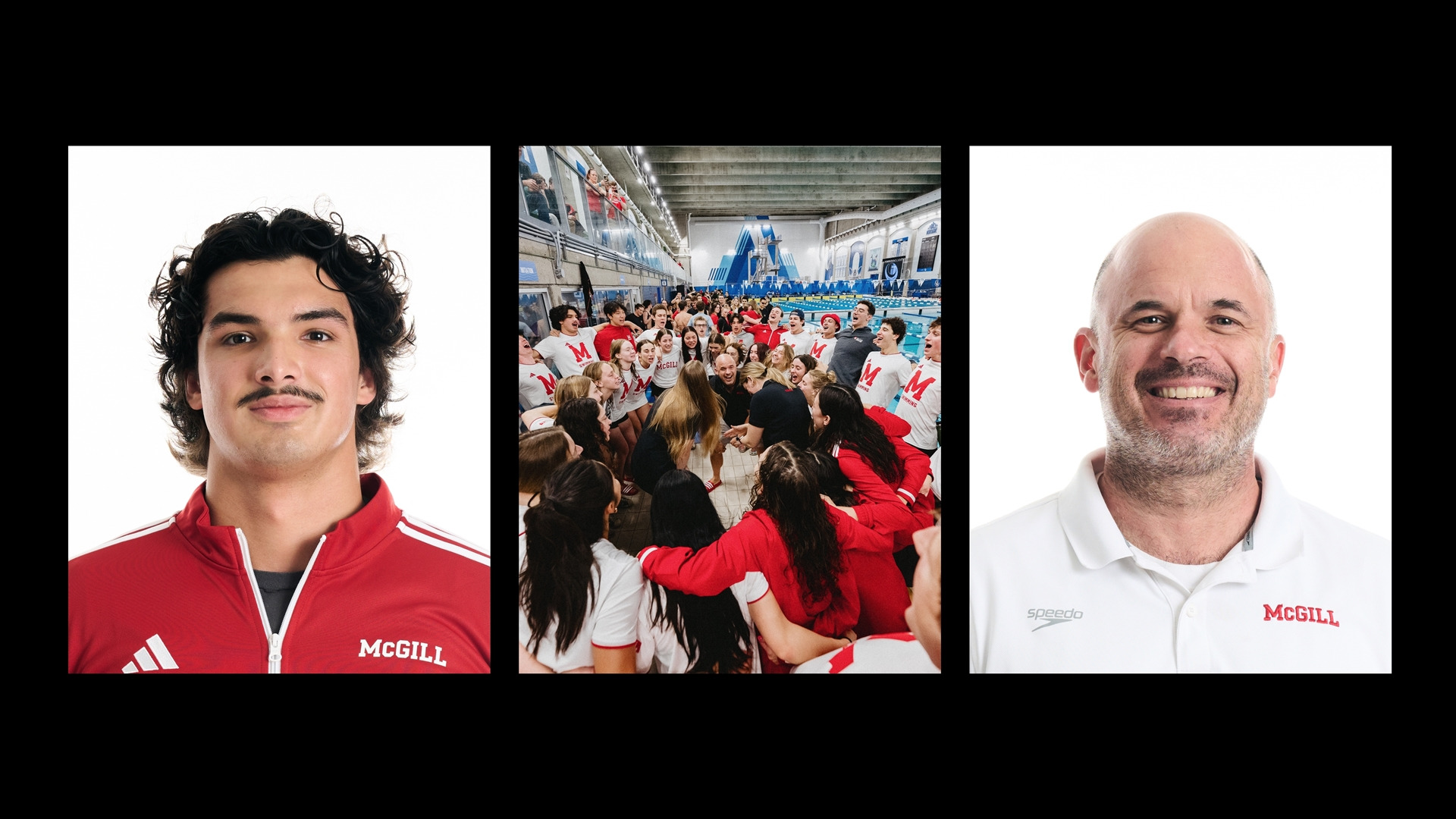 McGill swimmer Jagdev Gill (L) and coach Peter Carpenter (R)