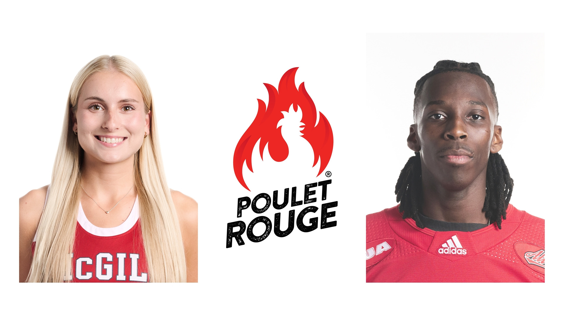 Basketball's Lily Rose Chatila (L) and hockey's Igor Mburanumwe