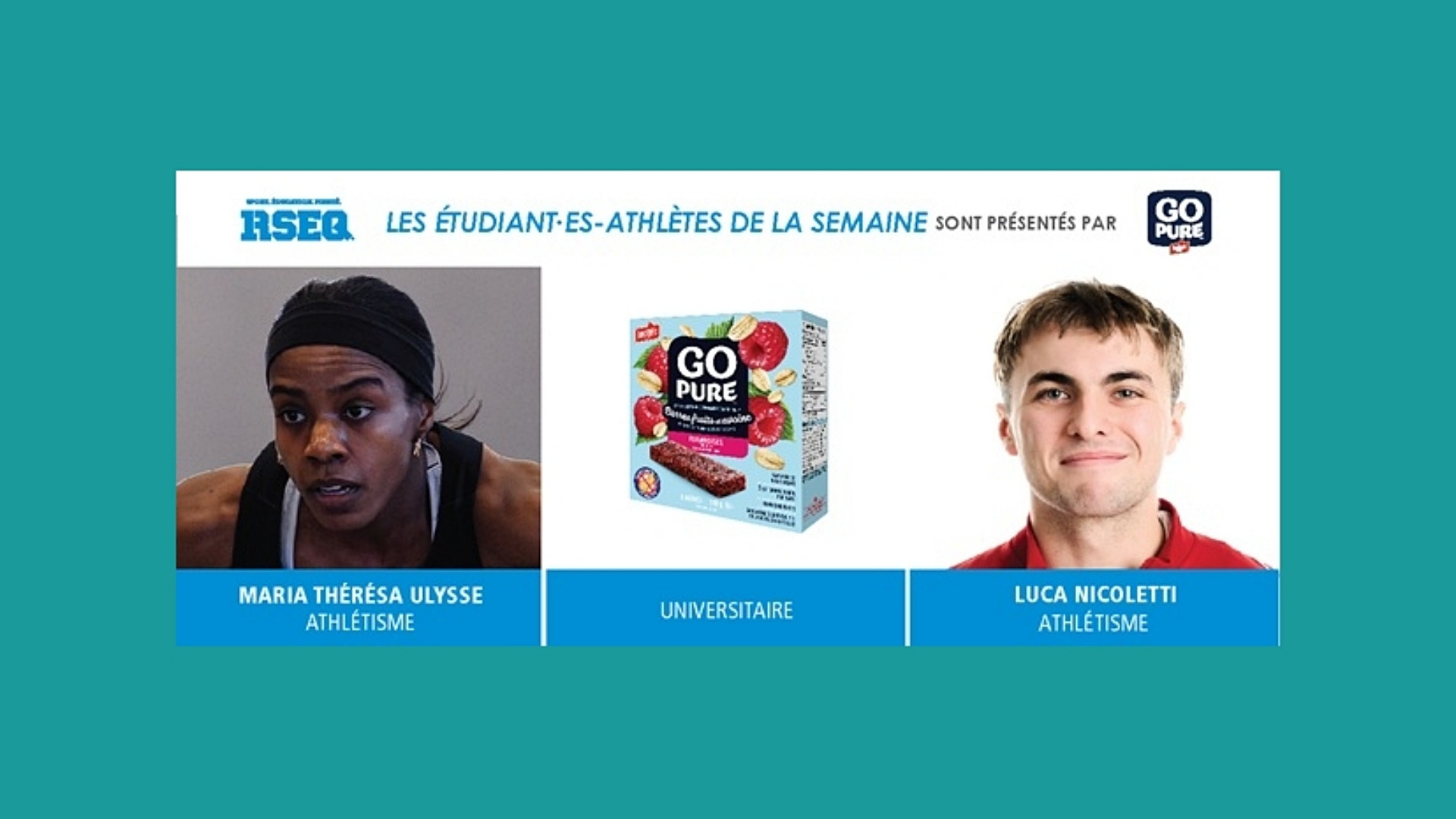 Track stars Marie-Theresa Ulysse (Montreal) Luca Nicoletti (McGill)