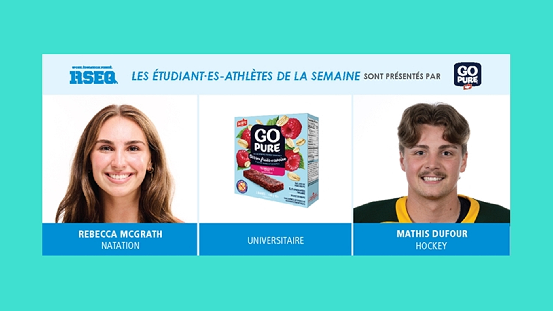 Mcgill swimmer Rebecca McGrath and Sherrooke hockey team Mathis Dufour