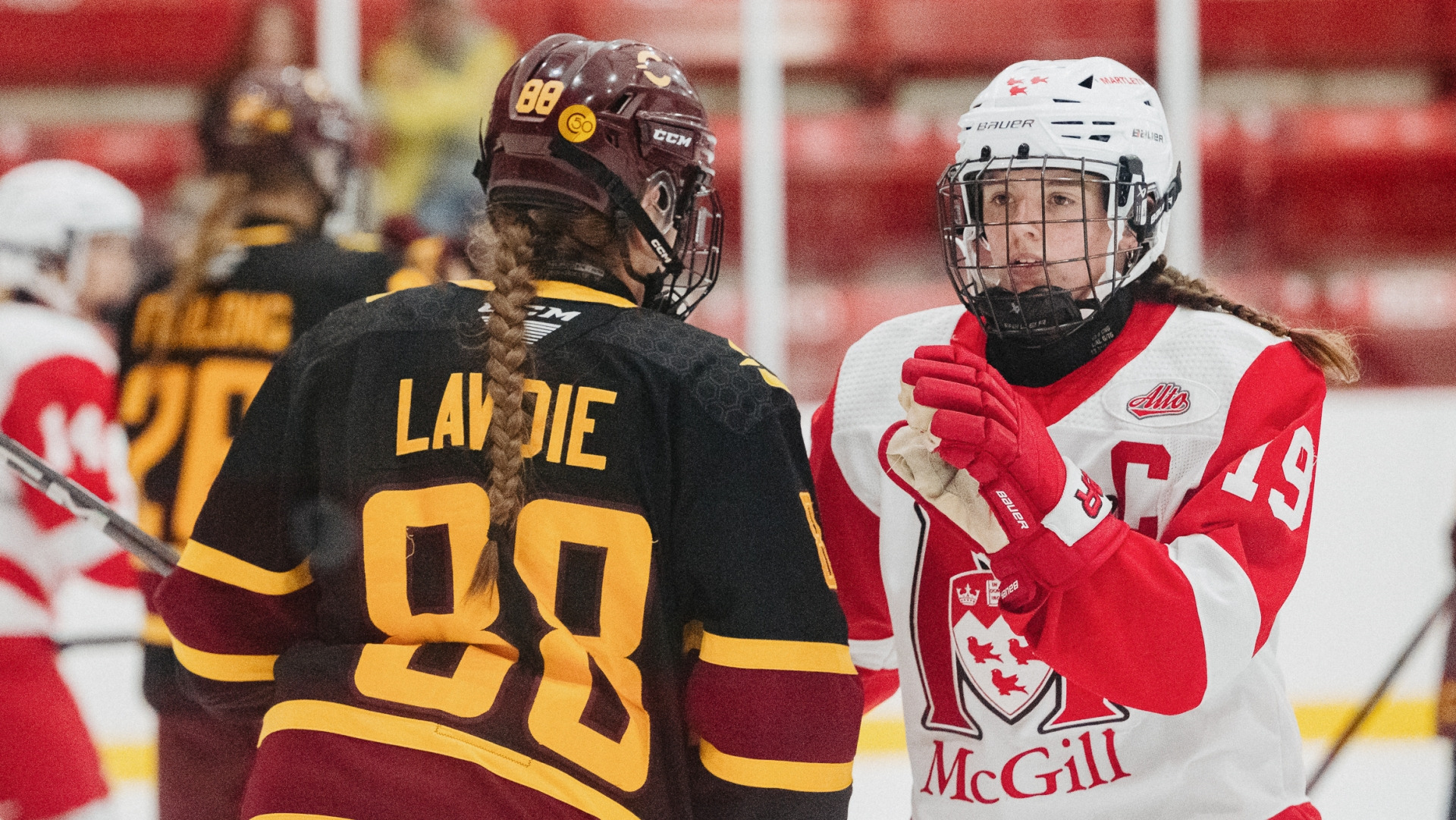 MONTREAL, CANADA - OCTOBER 26: McGill Martets Hockey vs Concordia on October 26, 2025 in Montreal, QC, Canada. (Photo by Matt Garies / McGill Athletics)