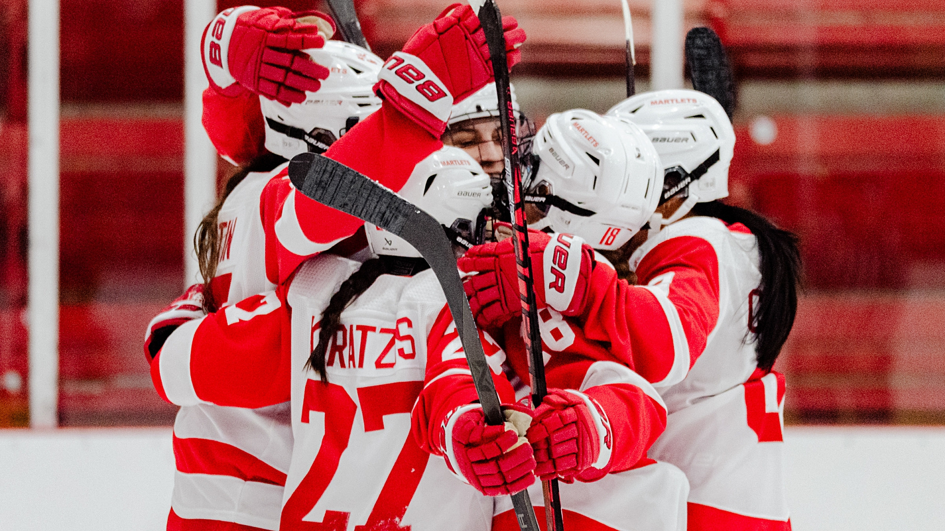 Martlets celebrate goal against Concordia at Place Bell
