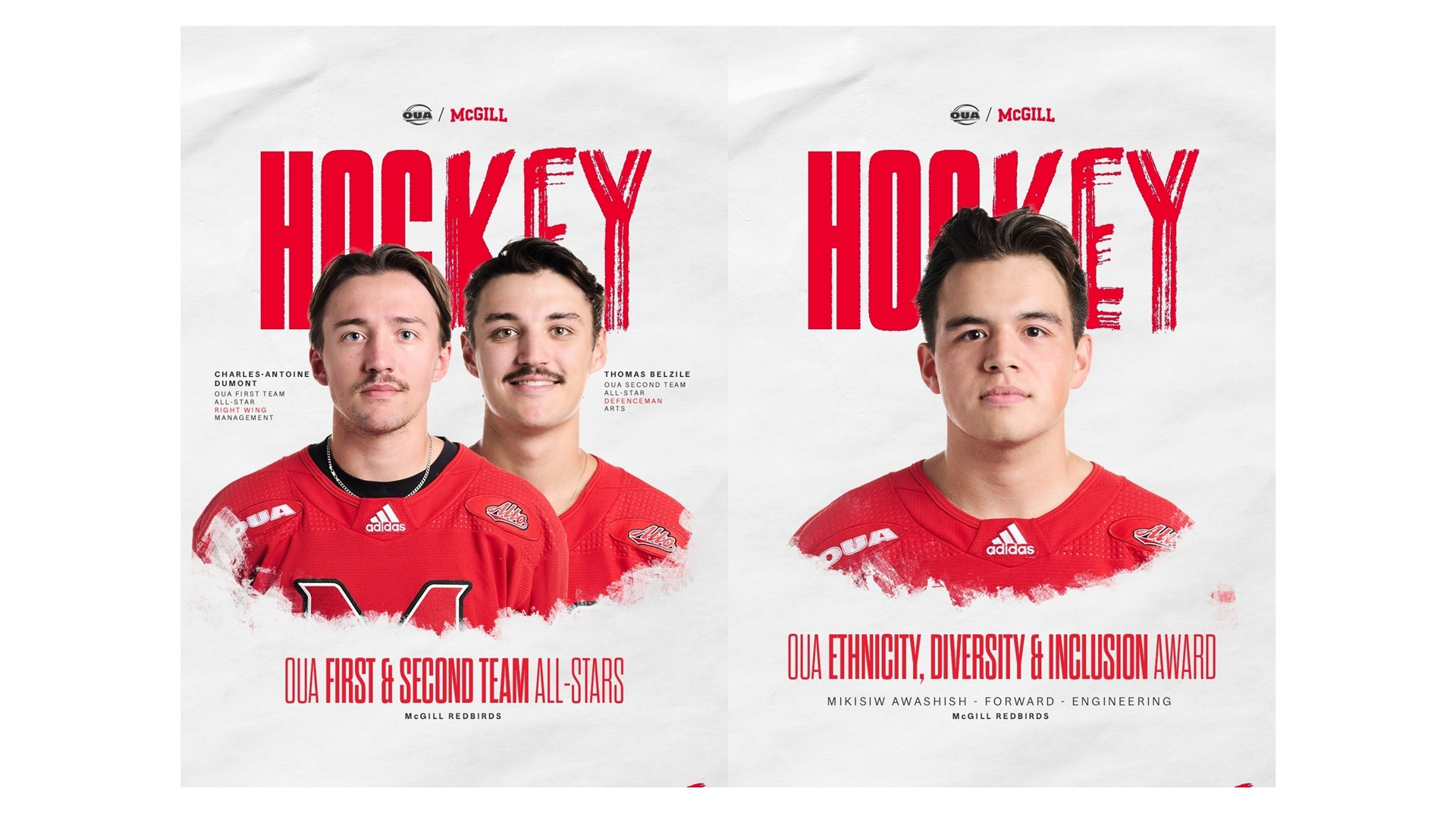 Forward Charles-Antoine Dumont, defenceman Thomas Belzile and forward Mikisiw Awashish