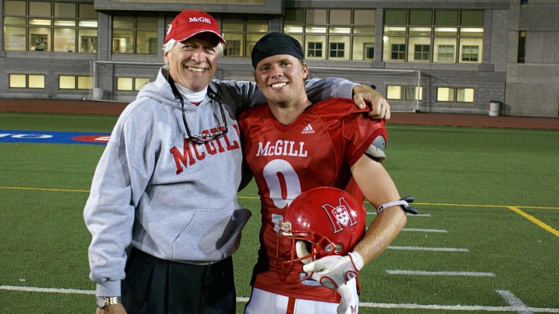 Patrick Bourgon (R) and his father at Perciavl Molson Satdium in 2011