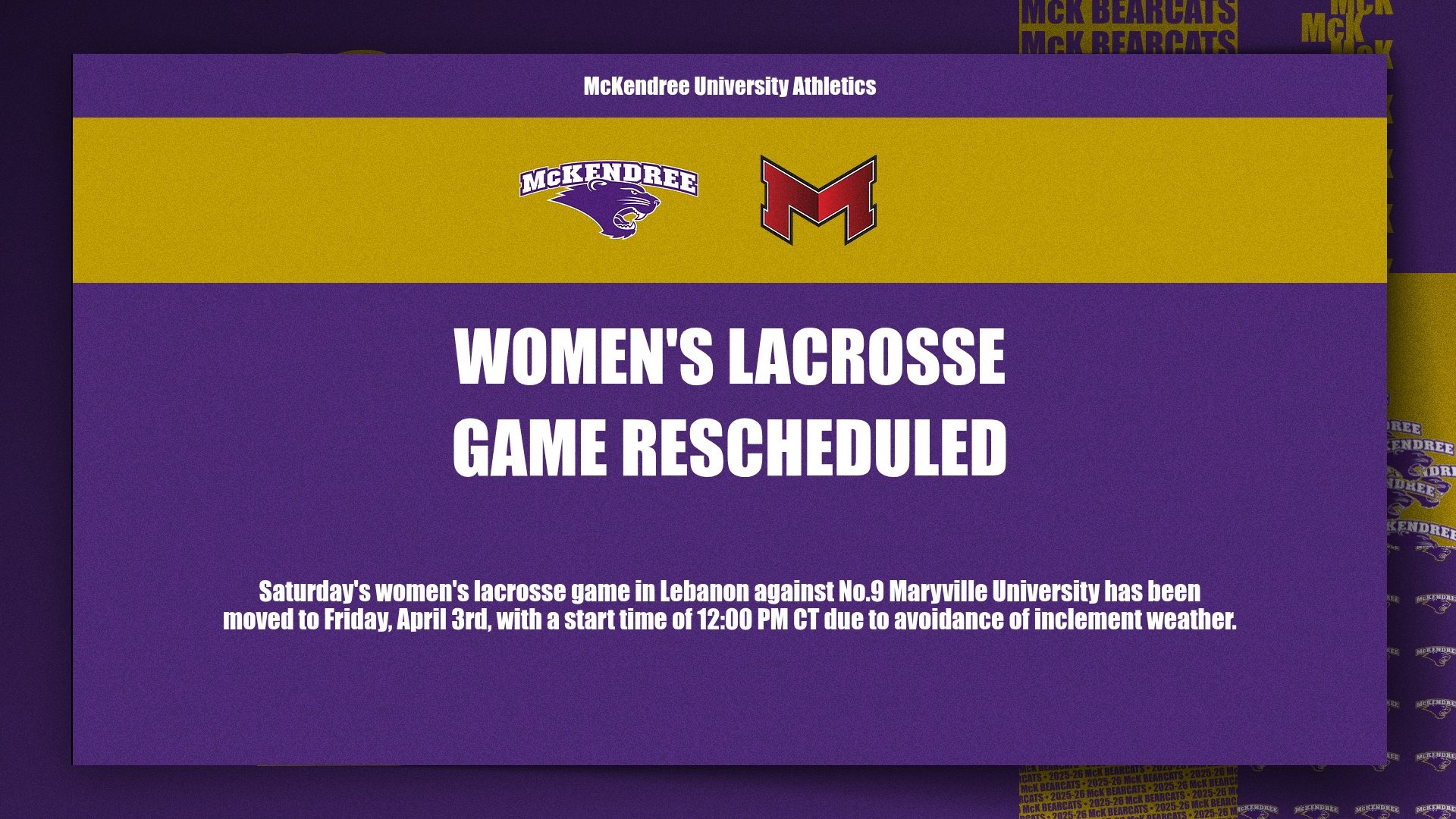 DATE CHAGE: WLAX vs. Maryville (4.4.26)
