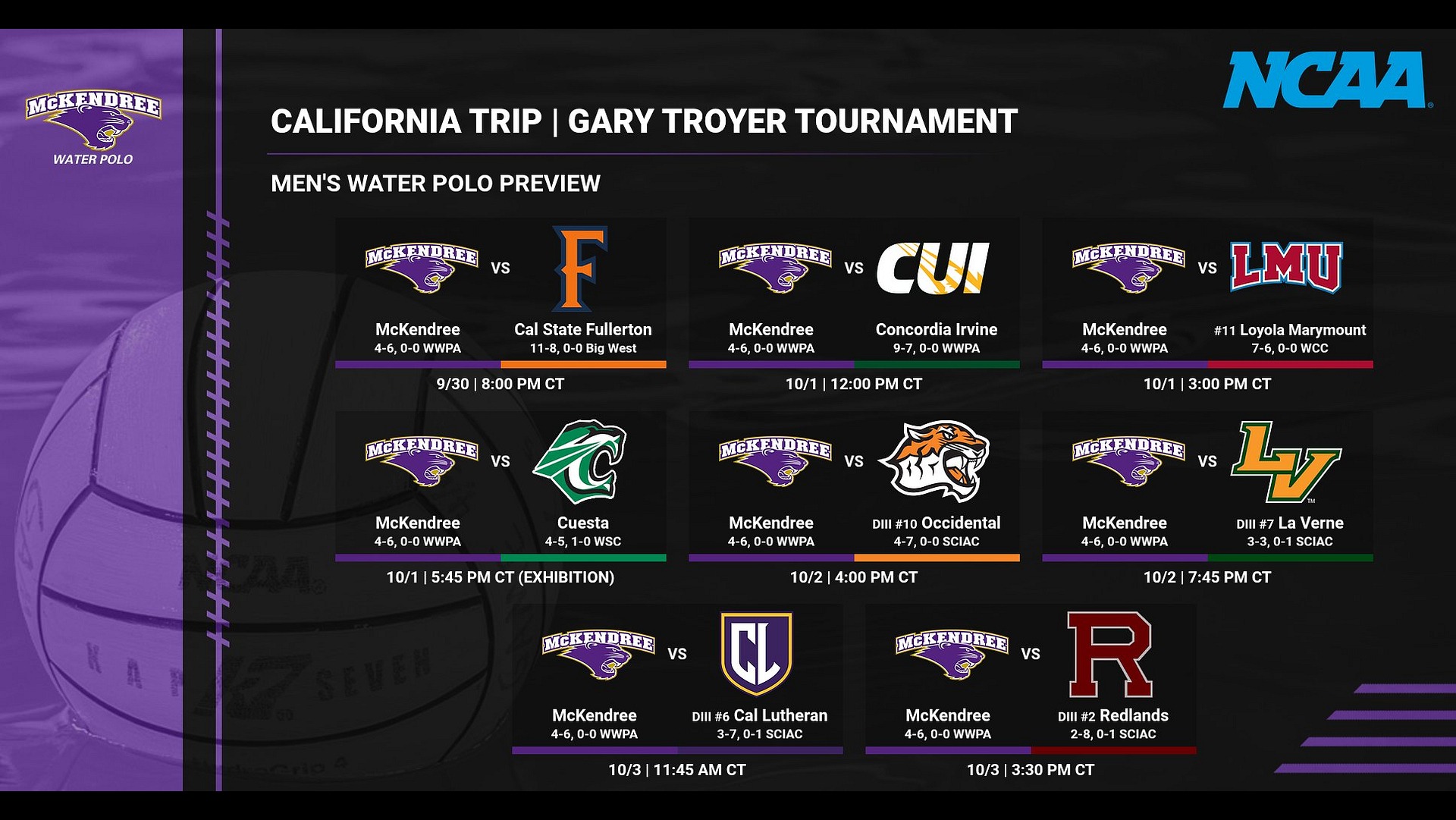 MWP PREVIEW: Cali Trip & Gary Troyer Tournament (9.28.26)