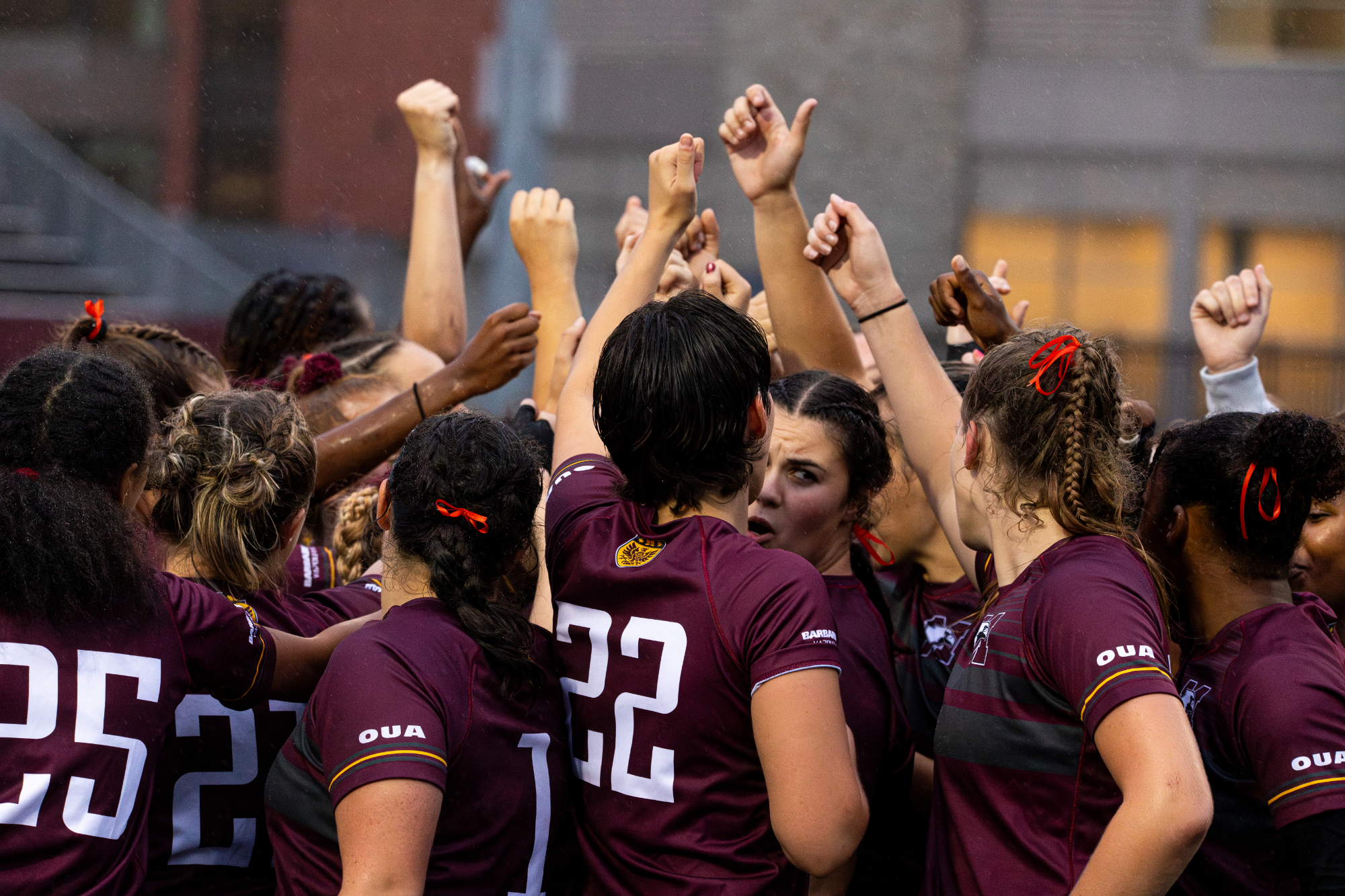 Women's Rugby Team Huddle