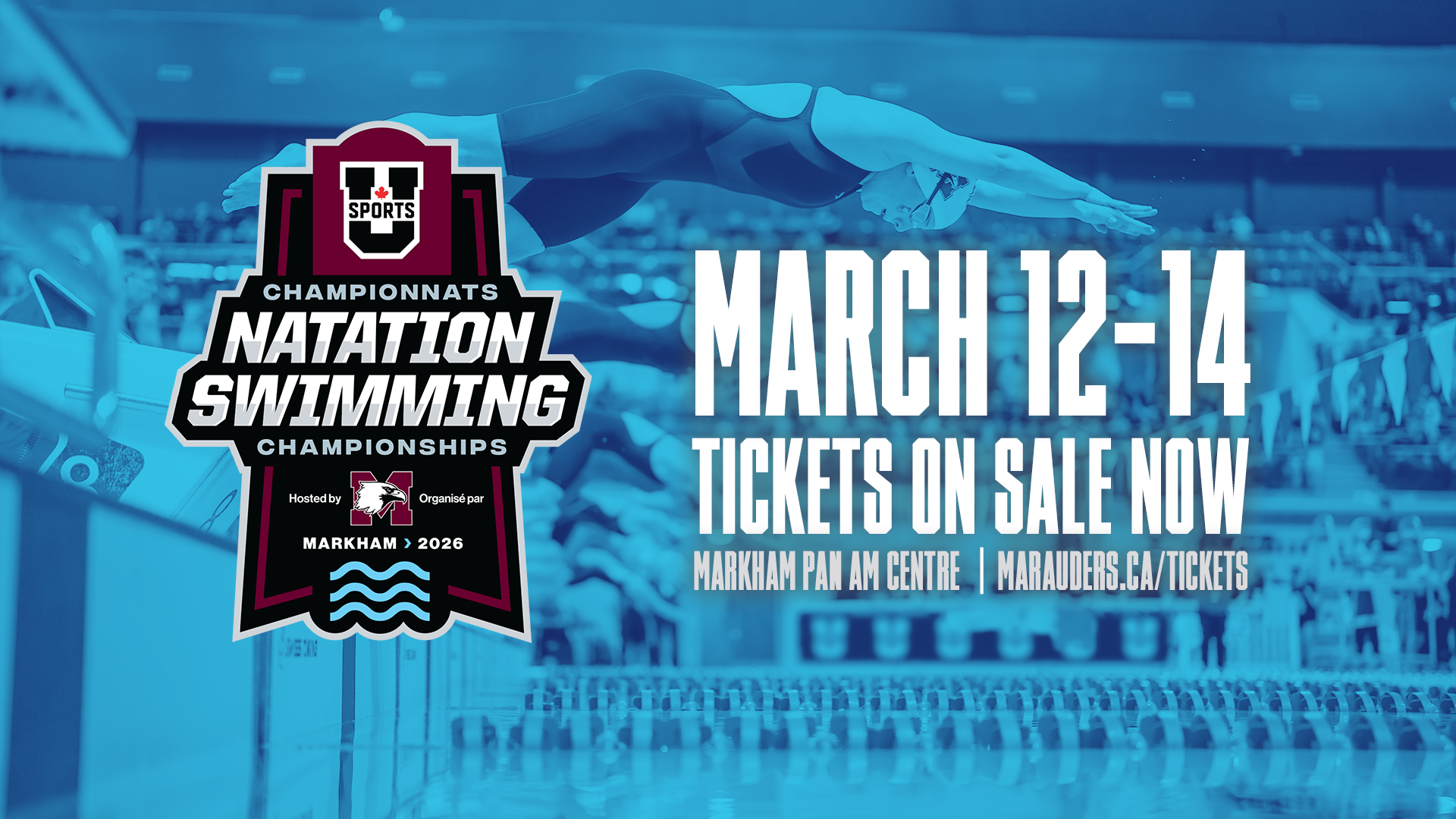 2026 U SPORTS Swimming Championship Weekend Passes are on sale now at Marauders.ca slash tickets
