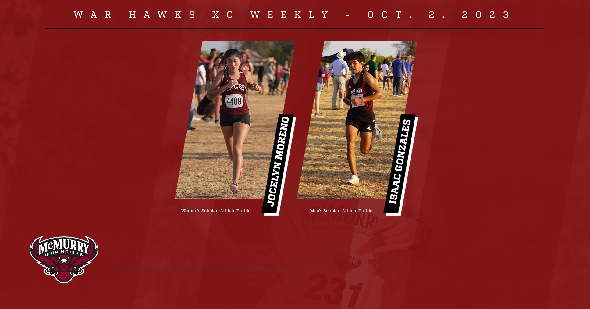 McMurry University athletics communications presents War Hawks Cross Country Weekly for Monday, Oct. 2, 2023.
