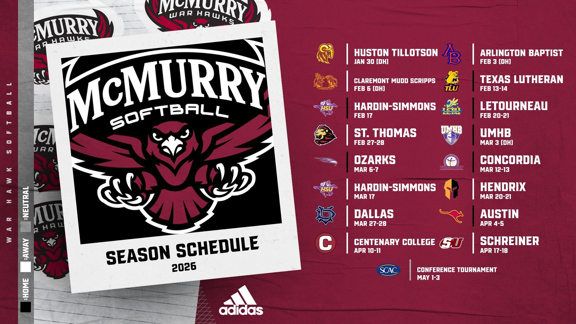 2026 softball schedule graphic