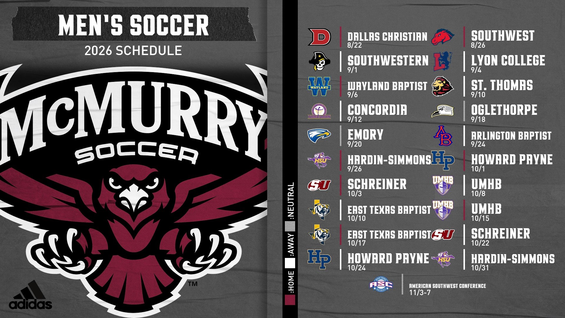 men's soccer 26 schedule