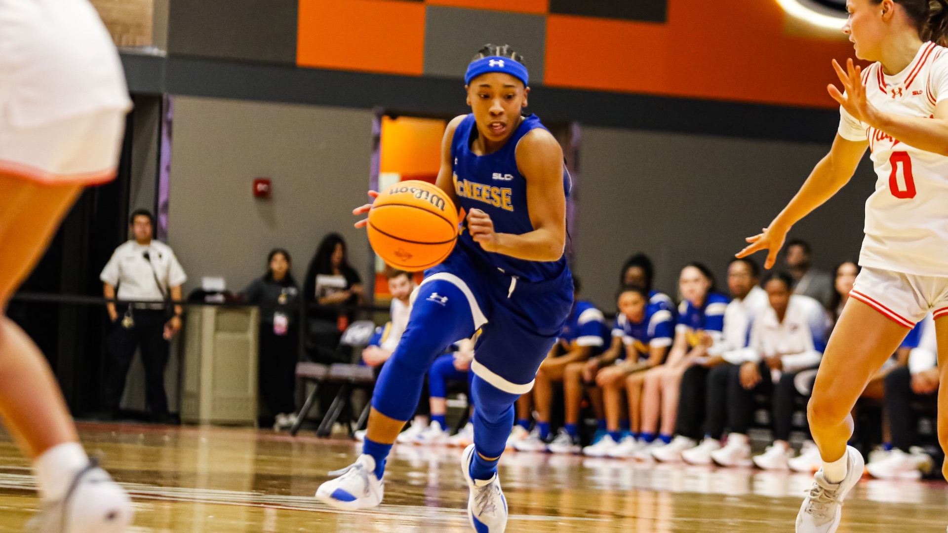 AP driving to the basket