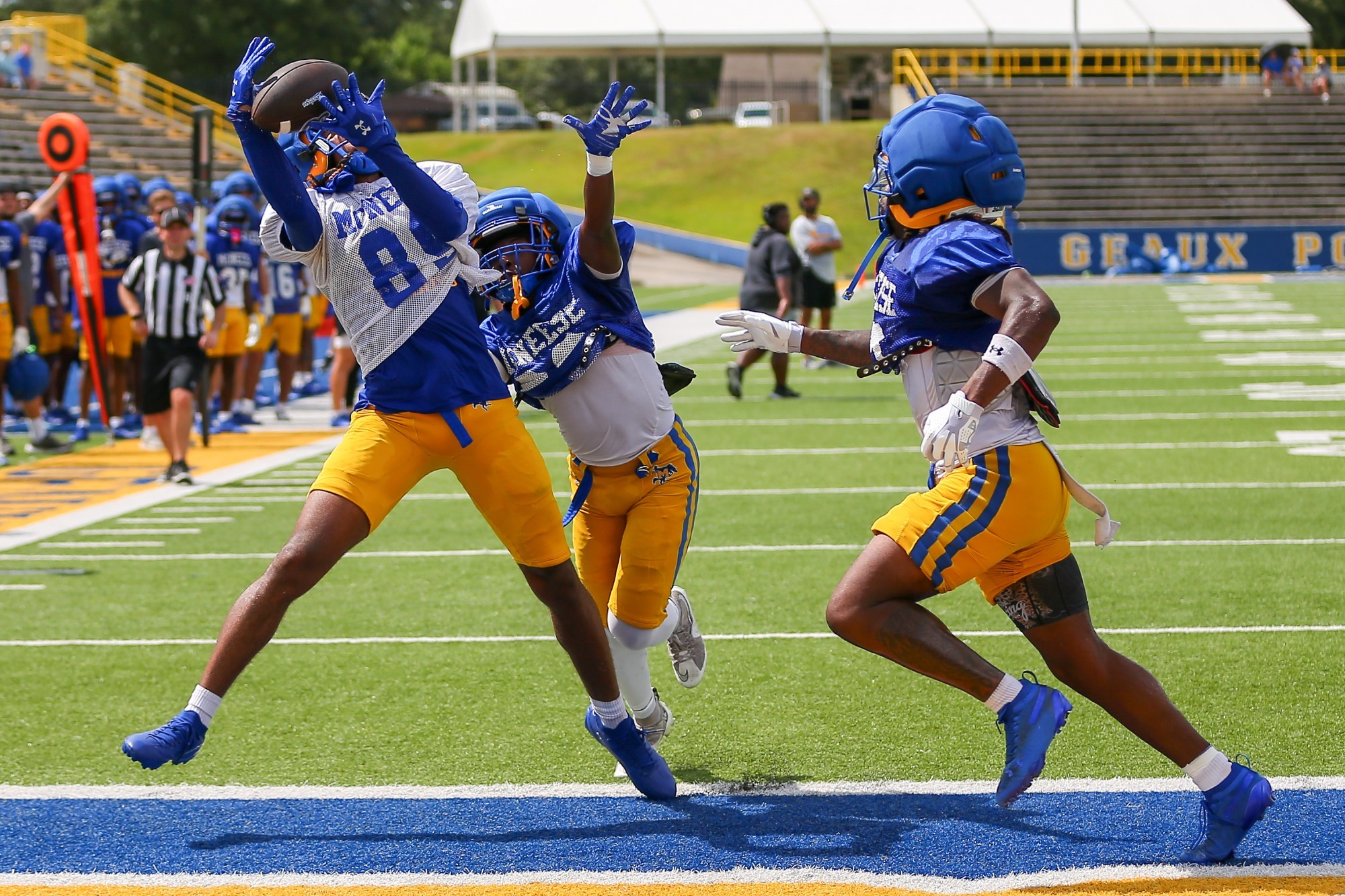 August 8, 2026 - Lake Charles, Louisiana, USA - McNeese Football Scrimmage 8/8/2026 at Navarre Stadium in Lake Charles, Louisiana.Richard J Martin DDS