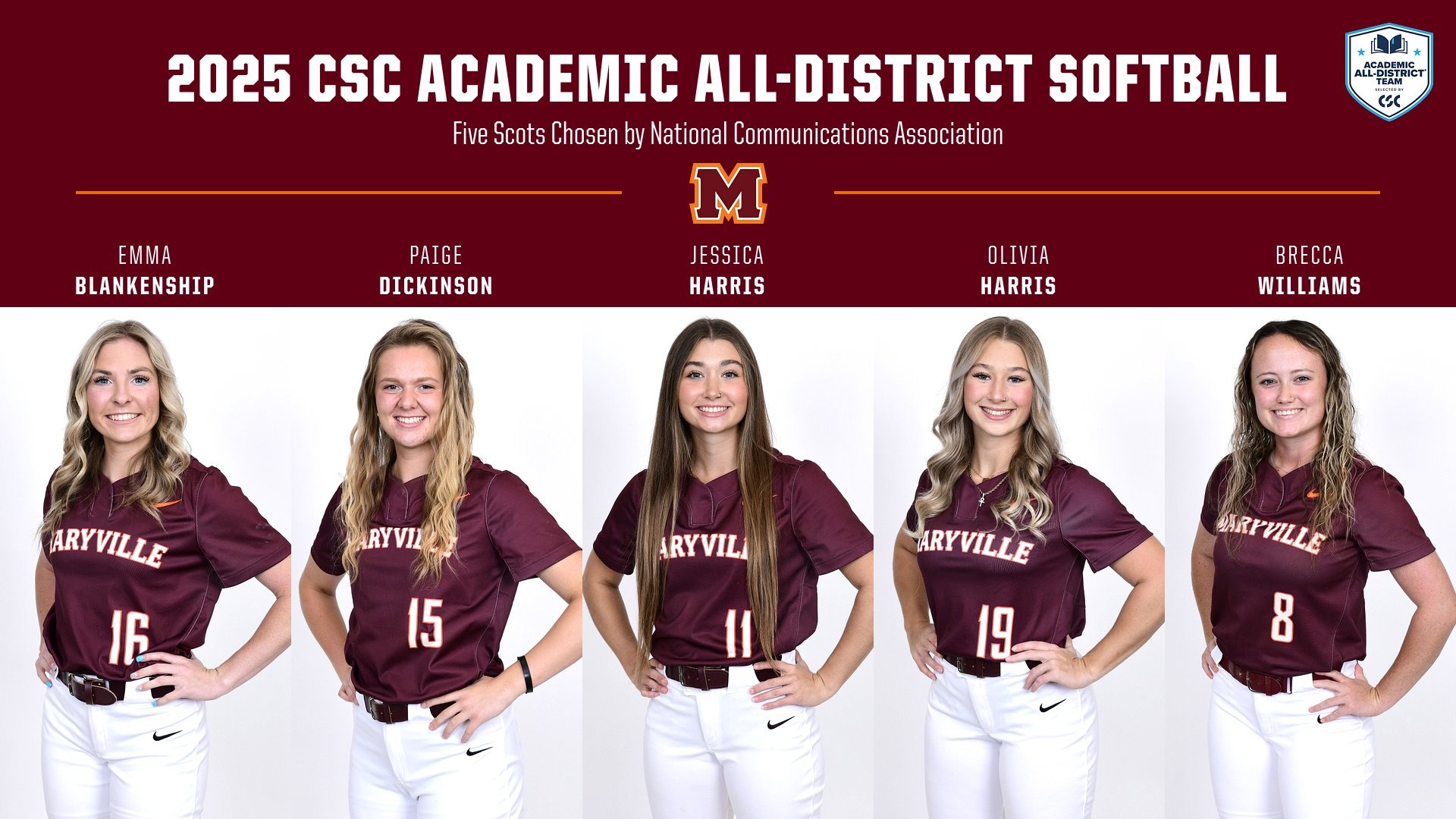 2025 CSC Softball Academic All-District