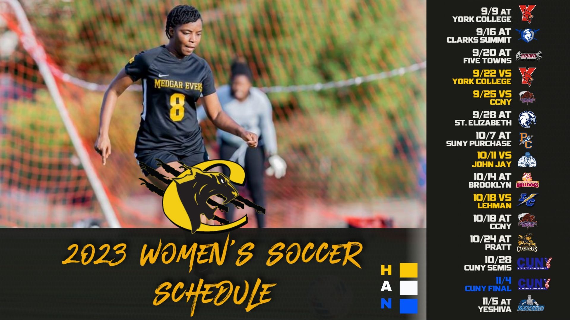 Medgar Evers announces 2023 women's soccer schedule Medgar Evers