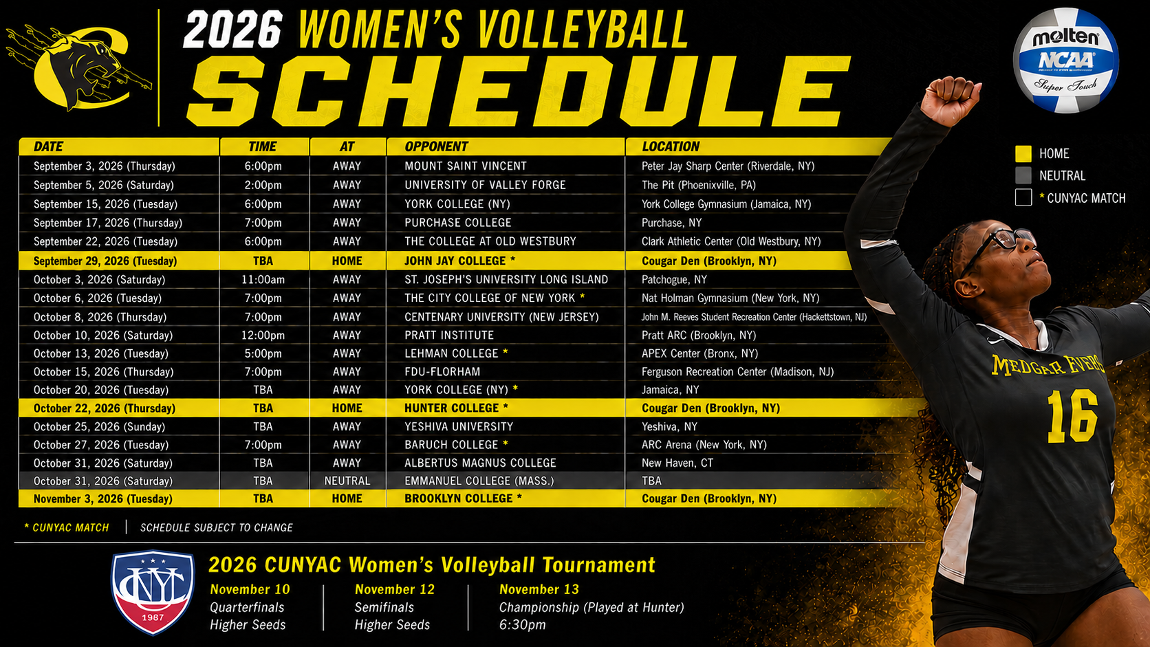 2026 WVB Schedule Graphic