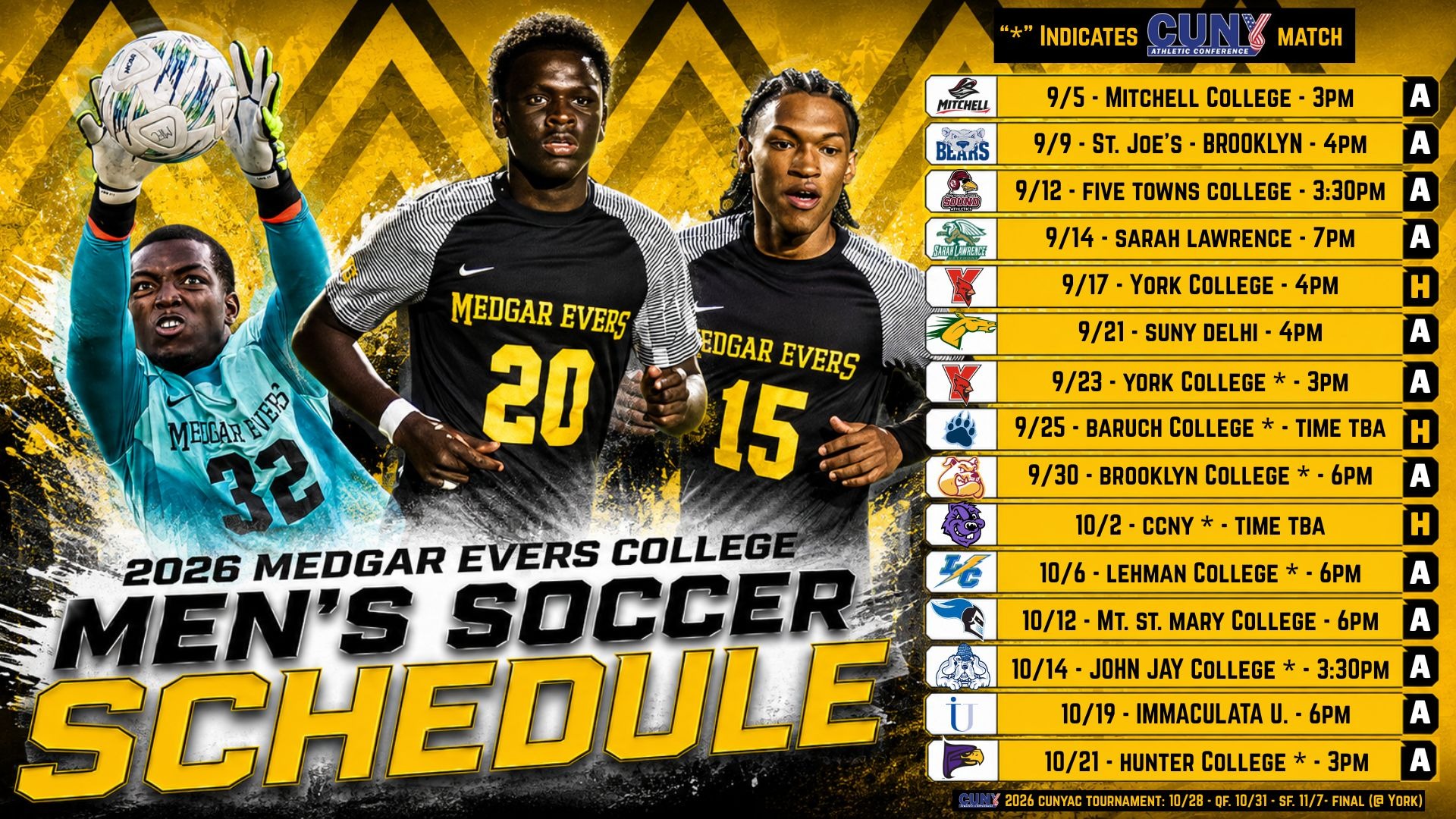 2026 MEC Men's Soccer Schedule Graphic