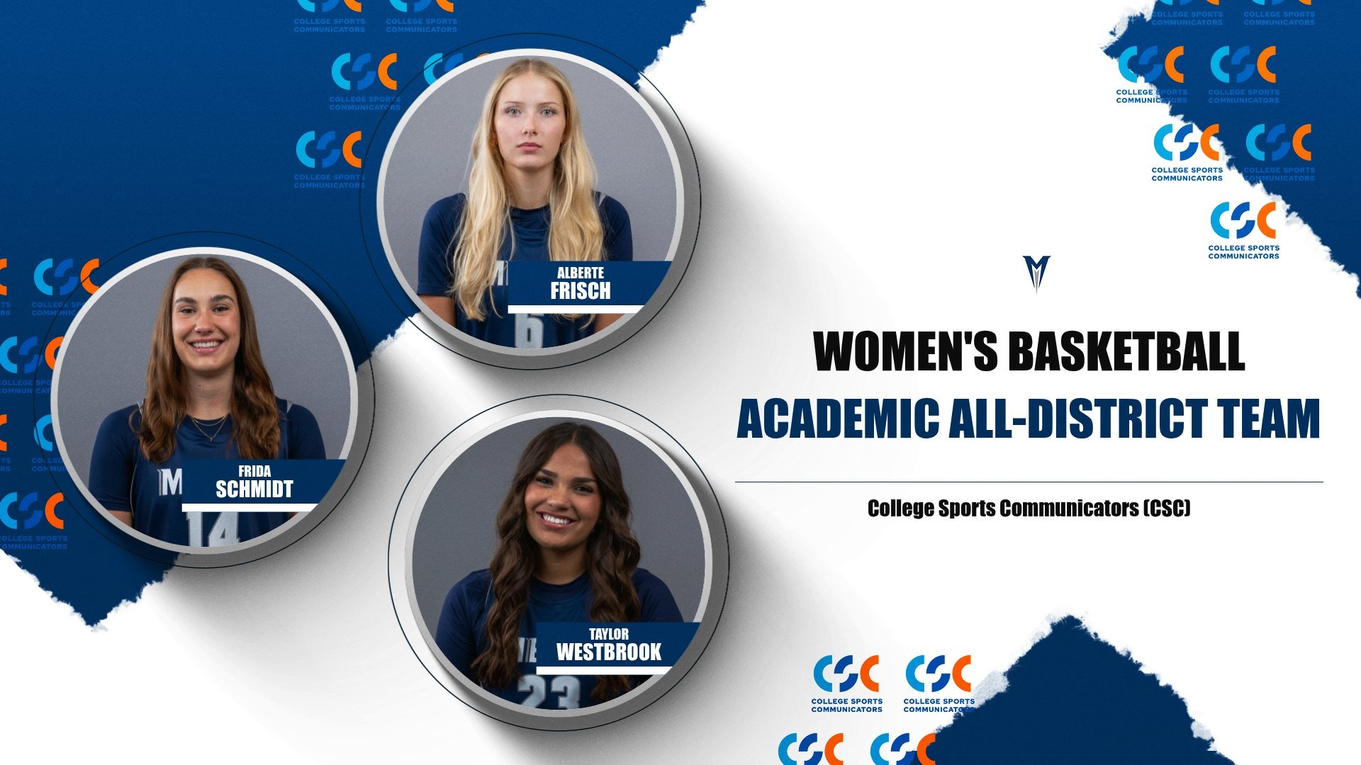 Alberte Frisch, Frida Schmidt, Taylor Westbrook CSC Academic All-District