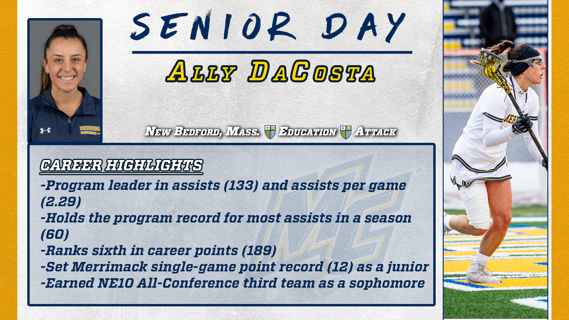 Ally DaCosta Women's Lacrosse Merrimack College Athletics