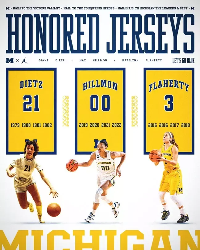 Women's Basketball Honored Jerseys: Diane Dietz, Katelynn Flaherty Yates and Naz Hillmon Women's Basketball Honored Jerseys: Diane Dietz, Katelynn Flaherty Yates and Naz Hillmon