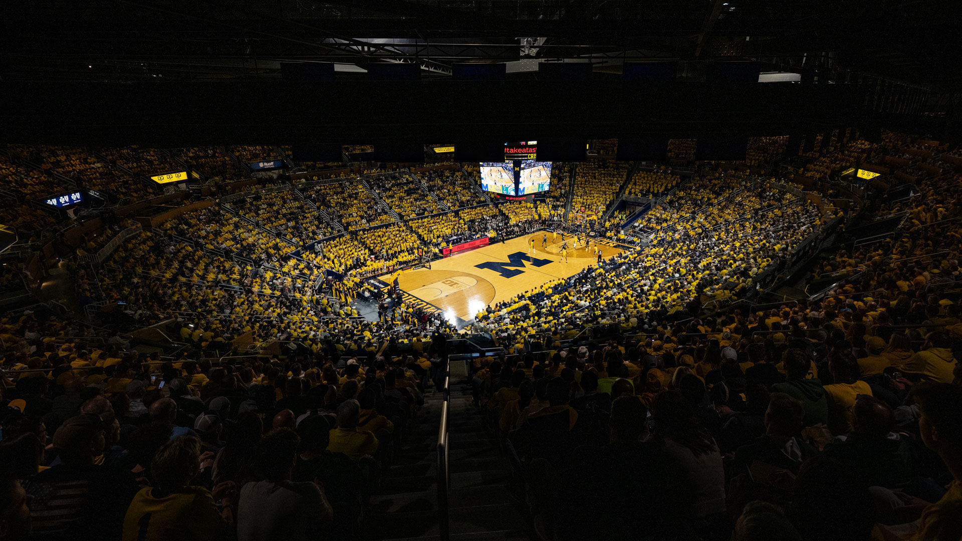 Crowd at Crisler Center during a Michigan basketball game