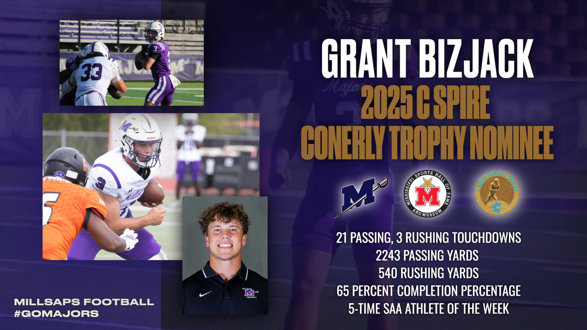 2025 C Spire Conerly Trophy Nominee Grant Bizjack Graphic