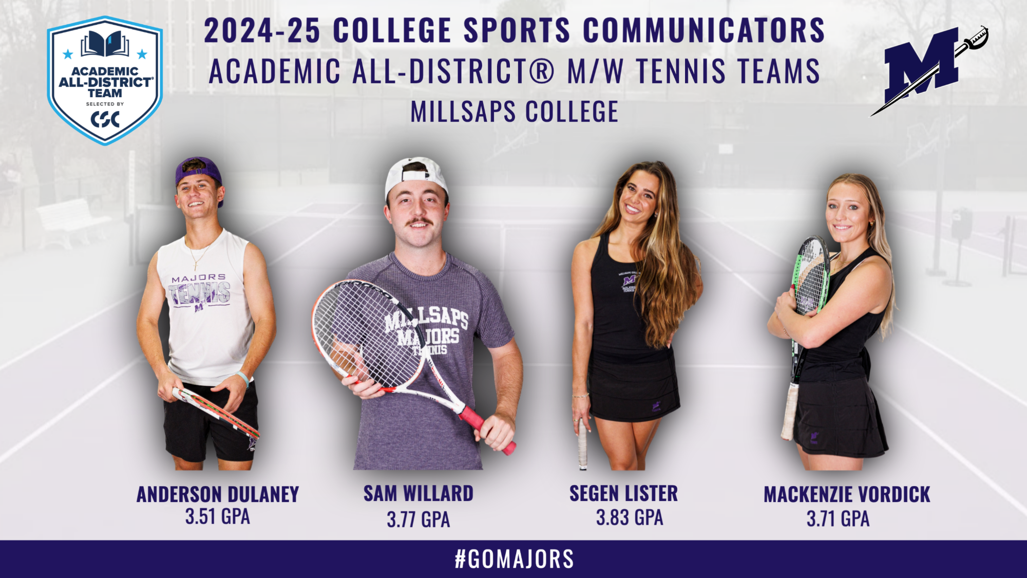 2024-25 Tennis College Sports Communicators Graphic
