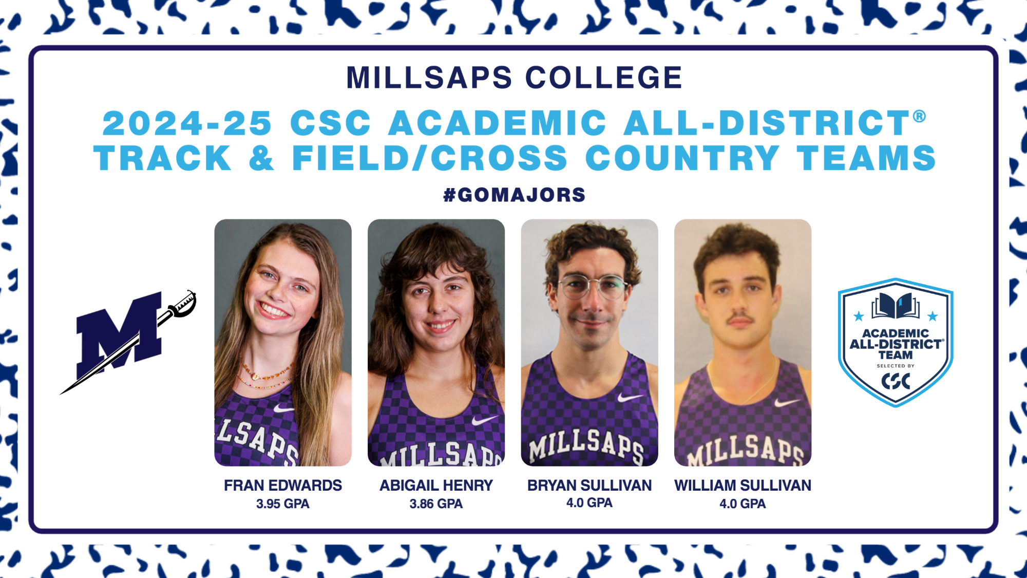 2024-25 CSC Academic All-District® Men's and Women's Track and Field/Cross Country Teams