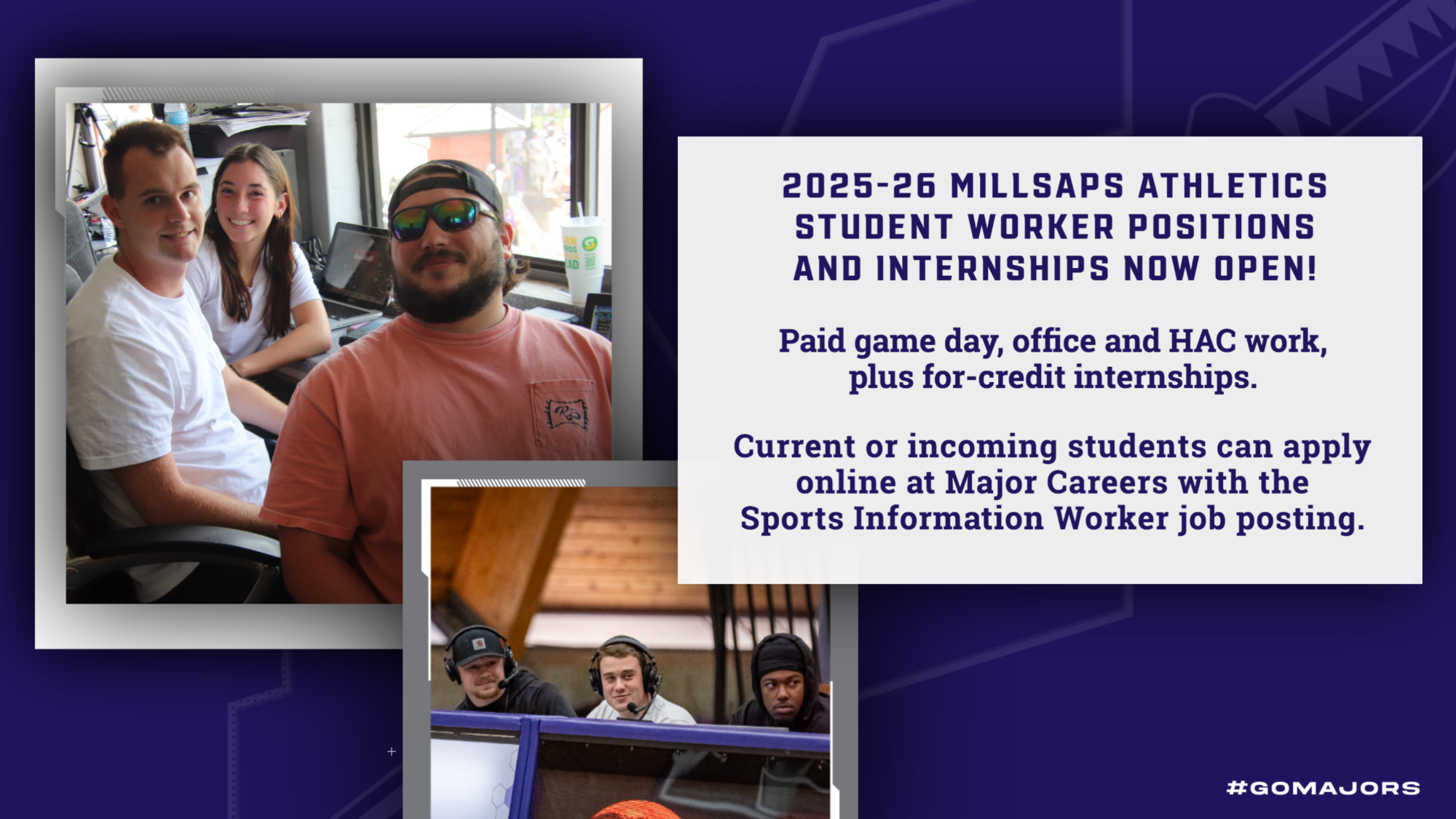 Fall 2025 Sports Information Student Worker Position Openings Graphic