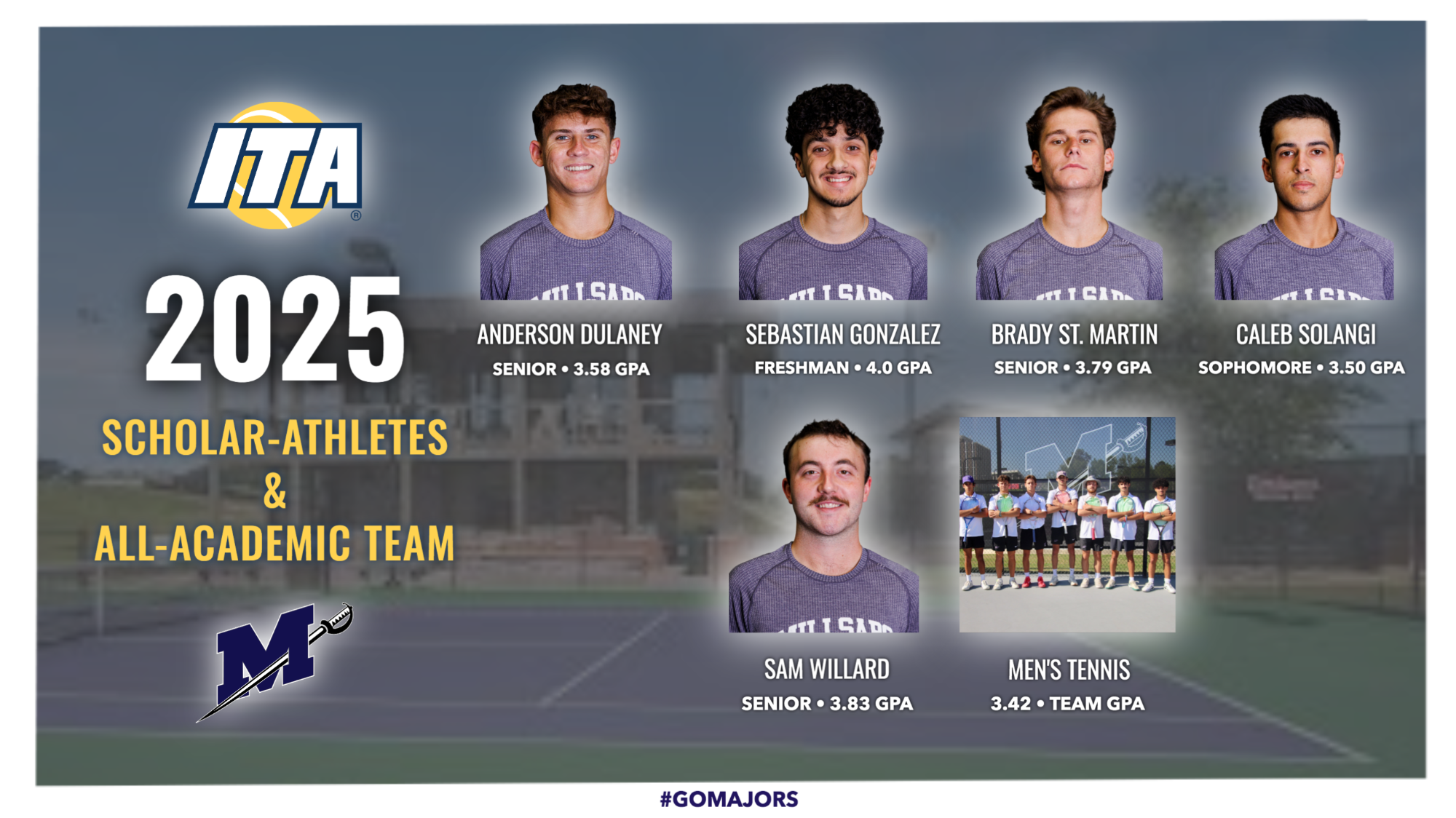 2025 ITA Scholar-Athletes and Men's All-Academic Team Graphic