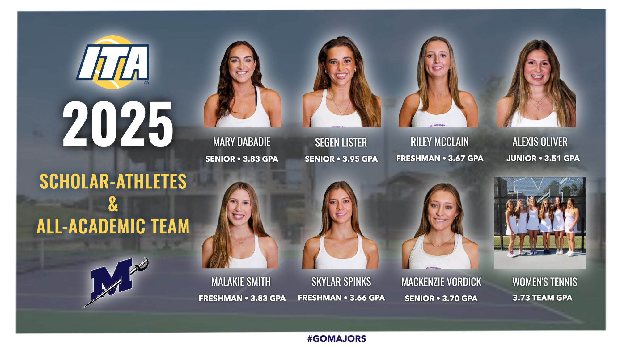 2025 ITA Scholar-Athletes and Women's All-Academic Team Graphic